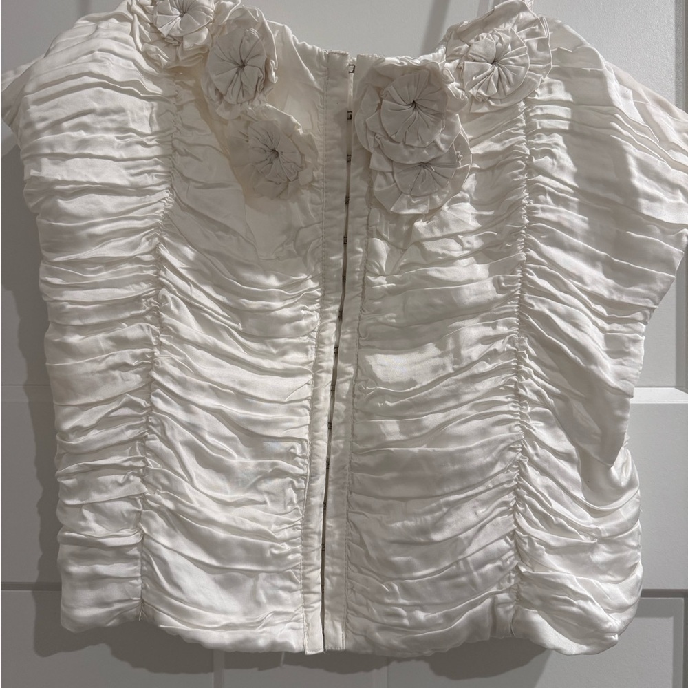 Zara Ivory Floral Rosette Bust Top